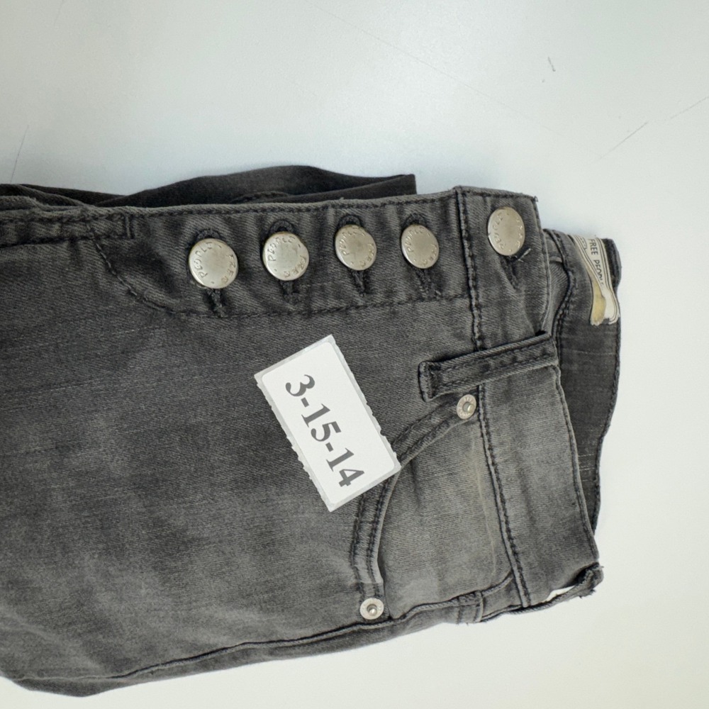 Free People Jeans Womens 26 Gray High Rise Button Fly Raw Hem Skinny Boho Indie - Picture 10 of 10